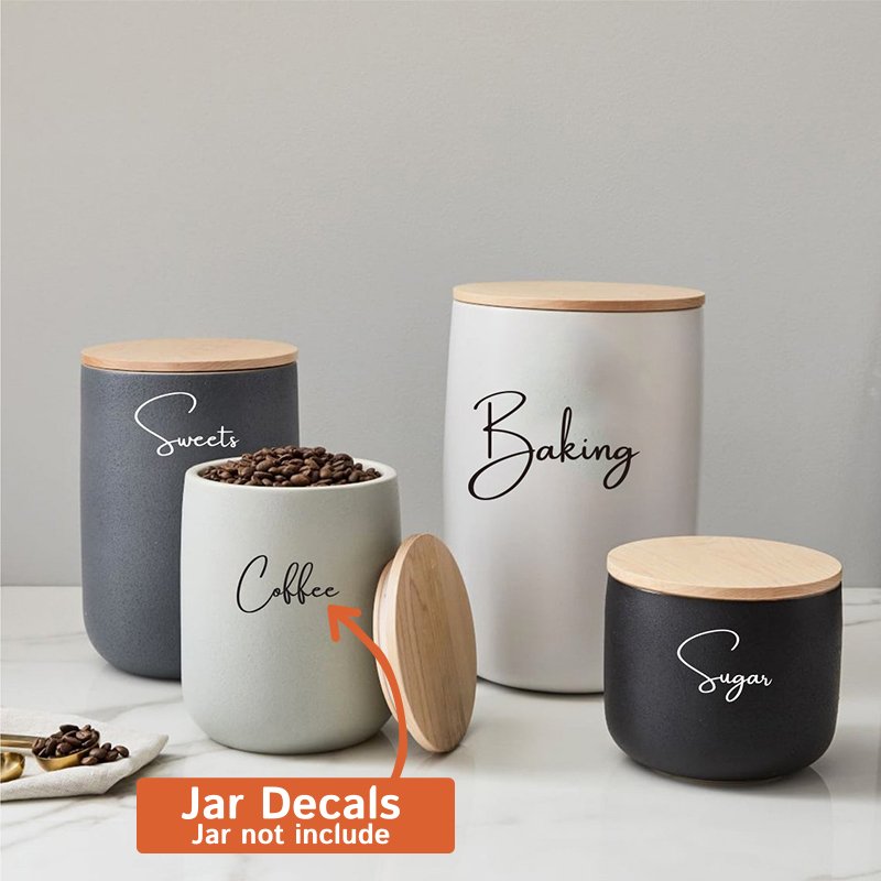 Kitchen Baking Canisters - Hanya Stiker 8 Buah Organisasi Dapur