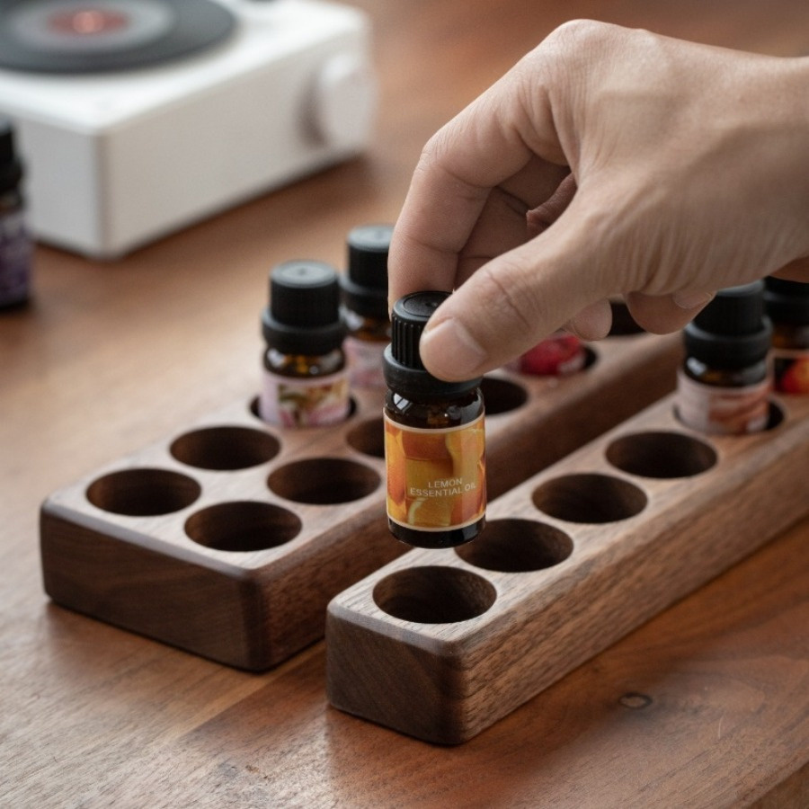 Kitchen Baking Essentials - Rak Penyimpanan Kosmetik Kayu Walnut untuk