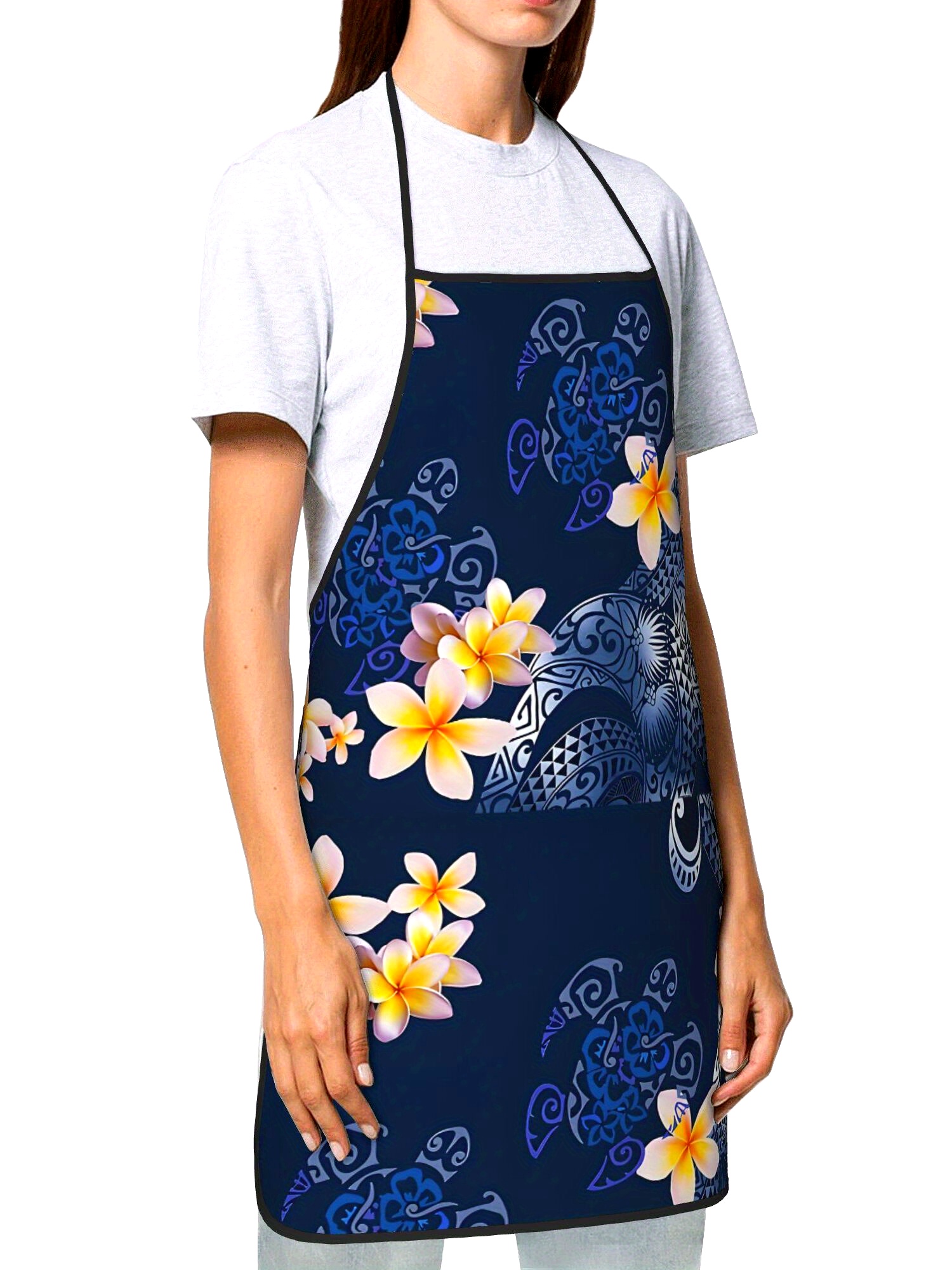 Kitchen Baking Island - Apron Plumeria Hawaii Motif Bunga Tropis