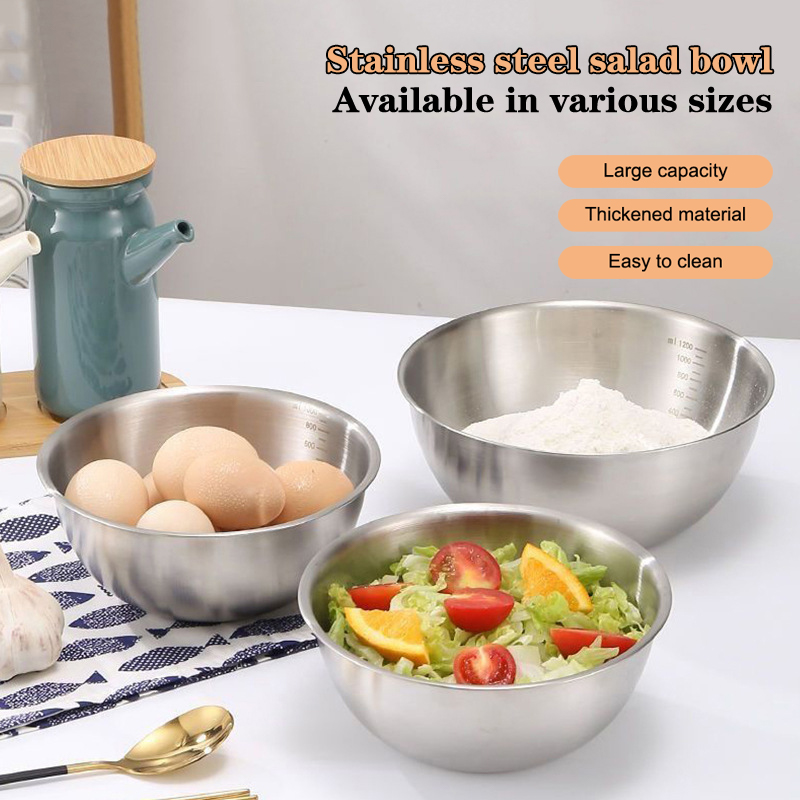 Kitchen Baking Essentials - 1 Set Mangkuk Stainless Steel Dengan