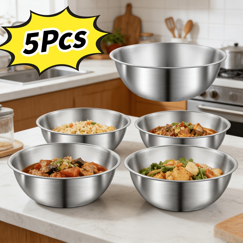 Baking (Kitchen Ingredient) - 5 Buah Mangkuk Dapur Stainless Steel