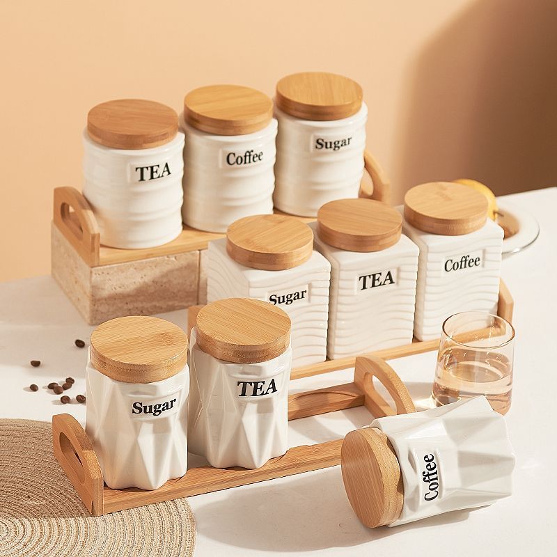 3PCS Set Stoples Keramik denga - Kitchen Baking Canisters ulasan dan harga