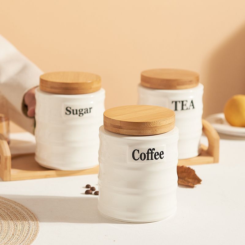 3PCS Set Stoples Keramik denga - Kitchen Baking Canisters ulasan dan harga