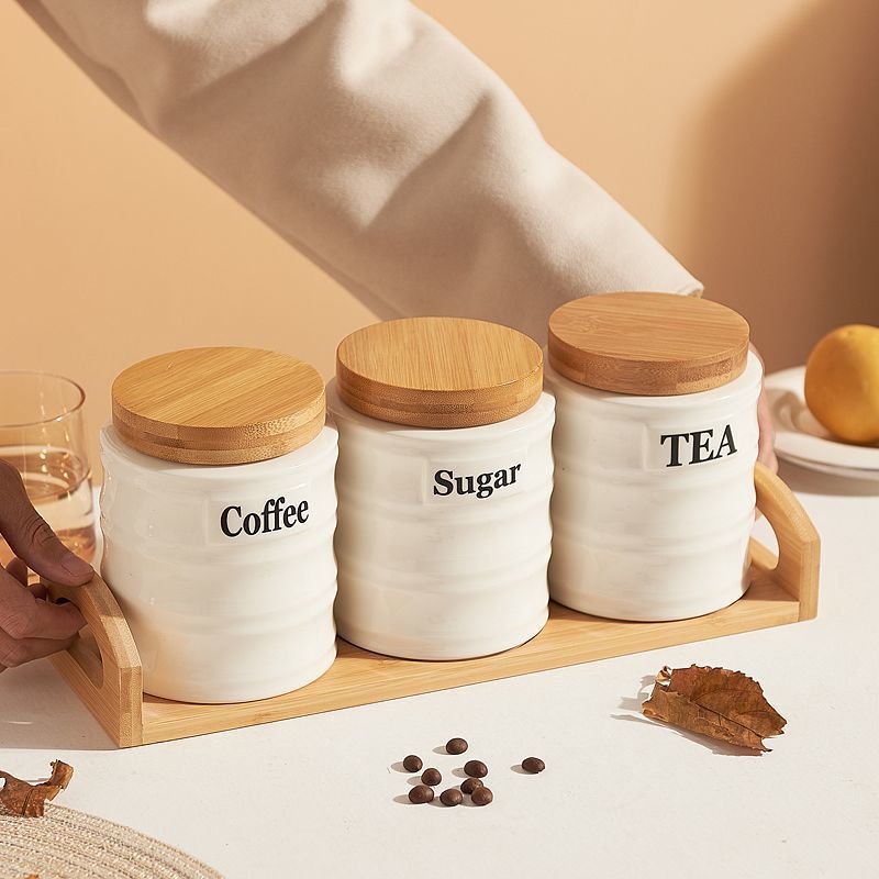 3PCS Set Stoples Keramik denga - Kitchen Baking Canisters ulasan dan harga