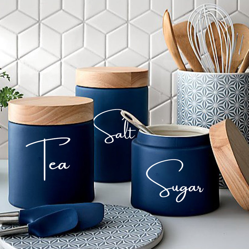 8 buah dekorasi label tabung d - Kitchen Baking Canisters ulasan dan harga