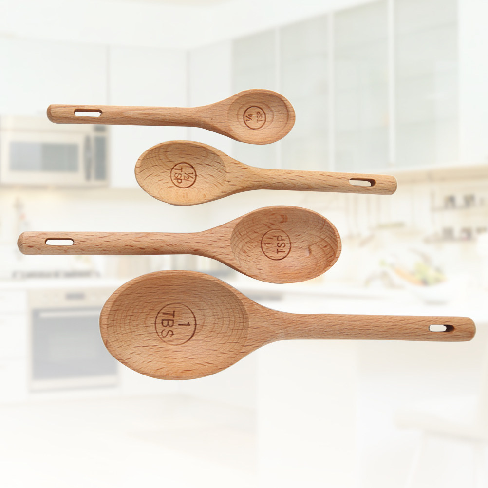 4 Buah Set Sendok Ukur Kayu Ba - Kitchen Baking Utensil Set ulasan dan harga