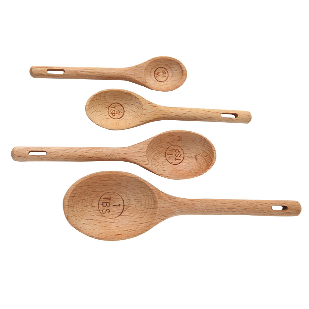 4 Buah Set Sendok Ukur Kayu Ba - Kitchen Baking Utensil Set ulasan dan harga